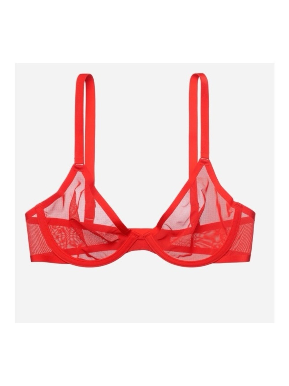 CUUP The Plunge Mesh Bra NWOT Red Size 34D Carmine Vermillion Poppy Lipstick Red